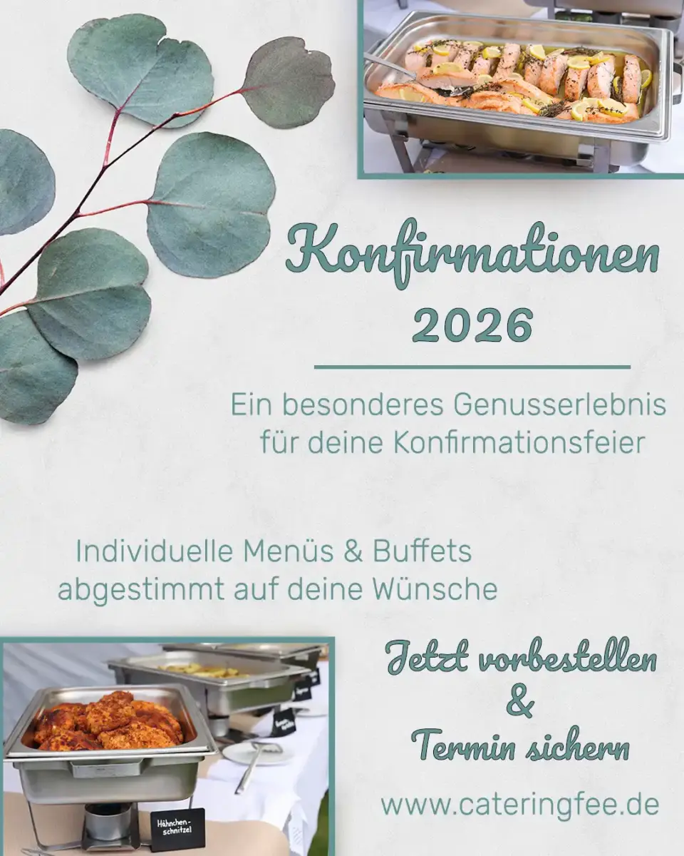 Ein Plakat für Catering für Konfirmationen 2026